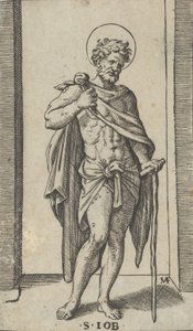 Szent Job, köpenyben, a Piccoli Santi Small Saints sorozatból, kb. 1..., kb. 1500-1527. alkotó: Marcantonio Raimondi