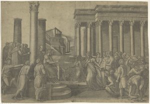 Salamon és Sába királynője alkotó: Marcantonio Raimondi