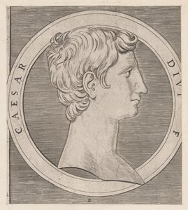 A római nagyszerűség tükre: Octavian Augustus, A tizenkét Caesarból, kb..., kb. 1500-1534. alkotó: Marcantonio Raimondi