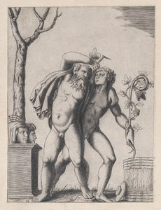 A nagyszerűség római tükre: Fiatal és öreg Bacchant, kb. 1514-36, kb. 1514-36. alkotó: Marcantonio Raimondi