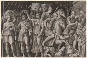 Traianus győzelemmel megkoronázva alkotó: Marcantonio Raimondi
