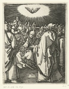 A Szentlélek kiáradása Krisztus szenvedése (sorozat címe) alkotó: Marcantonio Raimondi