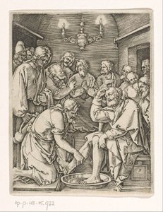 Péter lábmosása Krisztus szenvedése (sorozat címe) alkotó: Marcantonio Raimondi