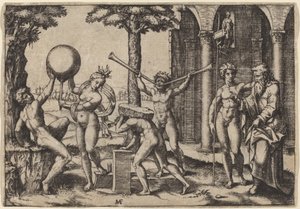 Az ember két trombitával alkotó: Marcantonio Raimondi after Baccio Bandinelli