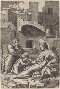 A Szent Család az ifjú Keresztelő Szent Jánossal (A hosszú combú Madonna)