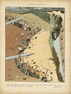 Illusztráció: Marcel Capy (1865-1941) Le Rire, 27/04/27 - Munka ünnepe - Építészet Várostervezés, munka, május 1. - Terrassiers