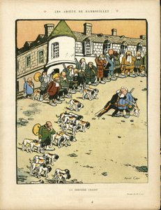Marcel Capy (1865-1941) illusztrációja a Le Rire-ben, 2013.02.22. - Rambouillet búcsúi - Vadászvadász, köztársasági elnök, Rambouillet - Fallieres Armand (1841-1931)