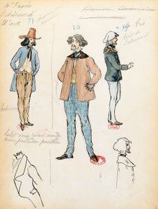 Franciaország, Párizs, jelmezvázlat Schaunard zenésznek Giacomo Puccini (1858-1924) La bohém című operájában, előadás a Paris Opera Comique-ban, június 13.