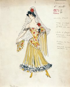Franciaország, Párizs, Georges Bizet flamenco táncosok jelmezvázlata Carmen számára