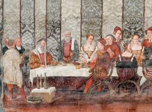 Bankett, I. Keresztény dán Bartolomeo Colleoninál tett látogatásának részlete, a díszterem