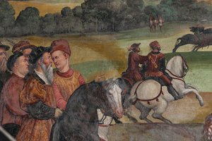 Vadászjelenet, I. Keresztény dán Bartolomeo Colleoninál tett látogatásának részlete, a Becsületcsarnok