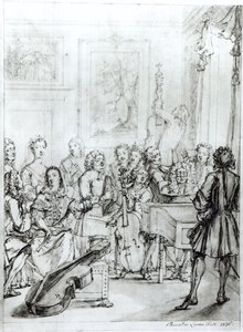 Koncert a Montague House-ban, 1736 (toll és tinta ceruzával papíron)