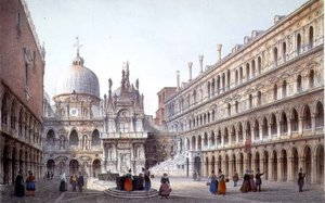 A velencei Palazzo Ducale udvara, Brizeghel metszete (litho) alkotó: Marco (after) Moro