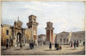 a Velencei Arzenál a „Velence főbb nézeteinek albumában”” rajzolja Marco Moro, szerk. Gio Brize-Ghel n.d 1840. kb. alkotó: Marco (after) Moro