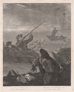 Homályos célozni, uman pensiero-val... (Lövés a rejtekhelyből) alkotó: Marco Alvise Pitteri after Pietro Longhi