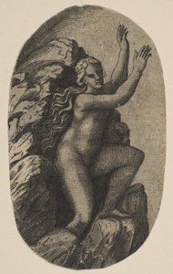Eurydice meztelenül egy sziklán áll, karját jobbra emelte, kb. 1515-27.