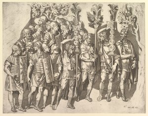 Római légió a Traianus-oszlopból, 16. század. alkotó: Marco Dente