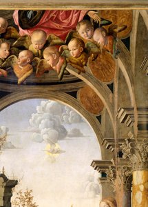 Angyalok, részlet az Angyali üdvözletből, Marco Palmezzano (1460-1539 körül)