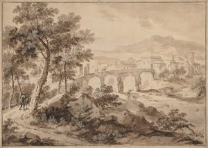 Táj híddal, 1700-1729. alkotó: Marco Ricci