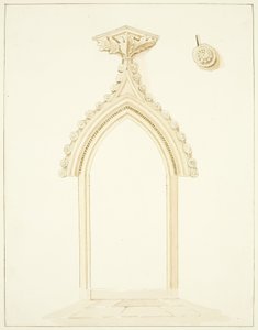 A bristoli székesegyház Vestry Room ajtaja (ceruza és akvarell papíron) alkotó: Marcus H. Homes