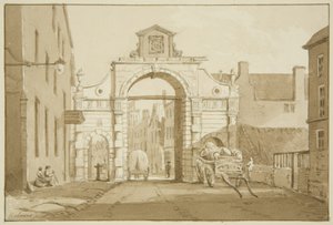 Temple Gate (ceruza és akvarell papíron) alkotó: Marcus H. Homes