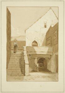 A fekete, vagy dominikai, fráterek, Merchant Street (ceruza és akvarell papíron) alkotó: Marcus H. Homes