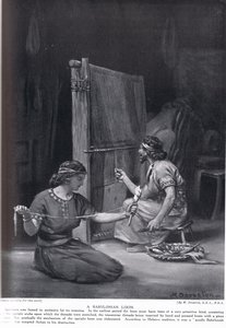 Babiloni szövőszék, illusztráció Hutchinson "History of the Nations" című művéből (lithó) alkotó: Margaret Dovaston