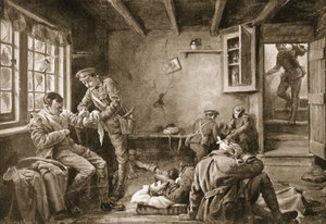Royall őrvezető ellátja a sebesülteket egy tűz alatt álló kocsmában (lithó)
