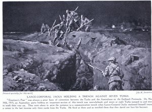 Jacka őrvezető VC-t nyer azzal, hogy megmutatja, hogyan győzhet le egy ember hetet 1915. május (lithó)