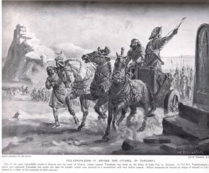 IV. Tiglath-Pileser a Turushpa fellegvár előtt, illusztráció a "Hutchinson