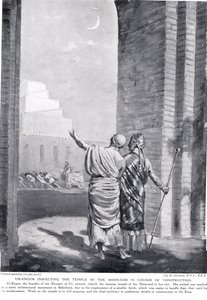 Ur-Engur a Holdisten templomának építése közbeni ellenőrzése, illusztráció Hutchinson "History of the Nations" című művéből (litográfia).