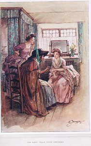 A cigányok elmondják a vagyonukat, illusztrációja Oliver Goldsmith „The Vicar of Wakefield” című művéből, 1910 körül