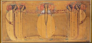 May Queen, Rajzfilm az Ingram Street Tearooms panelhez, 1900 körül (akvarell papíron) alkotó: Margaret Macdonald