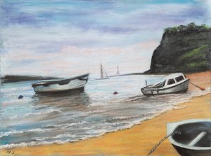 Shaldon Beach South Devon, 2022 (pasztell) alkotó: Margo Starkey
