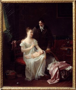 Boldog házastársak Az Első Birodalom fiatal polgári családja. Marguerite Gerard (1761-1837) festménye 19. századi Lyon, Musee des Beaux Arts