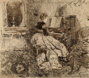 Cecilia de Madrazo zongorázik alkotó: Marià Fortuny Marsal