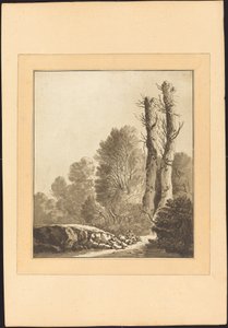 Táj két fával alkotó: Maria Catharina Prestel after Herman Saftleven