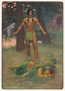 Longfellow Hiawatha című művének illusztrációja (színes litográfia)