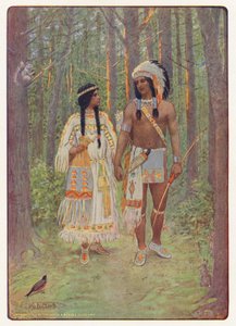 Longfellow Hiawatha című művének illusztrációja (színes litográfia)