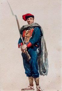 Katalán önkéntes az afrikai háborúban, 1860 körül (akvarell, papír)