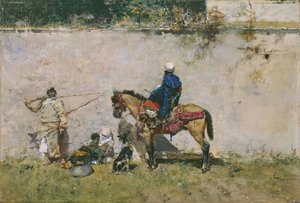 Orientalizmus: marokkói család a víz mellett (A marokkóiak) - Mariano Fortuny (1838-1874) festménye