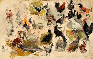 Roosters Study, 1869. alkotó: Marià Fortuny