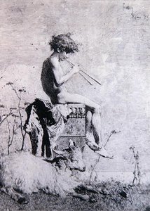 Idill (rézkarc) alkotó: Mariano José María Bernardo Fortuny y Carbó