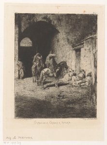 Bewakers van de kasba te Tetouan Casbaha Tetuan Guard (cím a tárgyon) alkotó: Mariano José María Bernardo Fortuny y Carbó