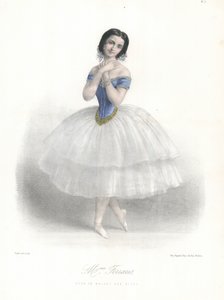 Amalia Ferraris olasz balett-táncosnő a Ballet des Elfesben a Párizsi Operaházban, 1860 (színes litó)