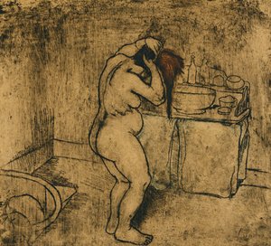 Catherine Nude Haját fésülve; Catherine Nue Se Coiffant, 1895