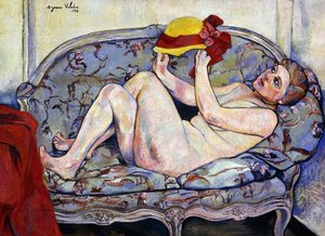 Meztelen nyúlás a kanapén; Akt fekve a kanapén, 1928