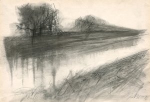 A folyón, 2018 (szén, papír) alkotó: Marina Falco