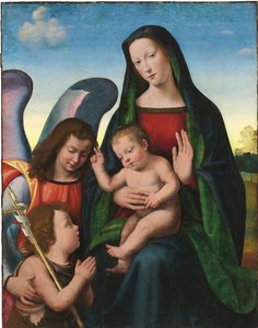 A Madonna és a gyermek az ifjú Keresztelő Szent Jánossal és egy angyallal alkotó: Mariotto Albertinelli