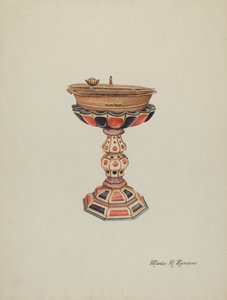 Keresztelő font és állvány, c. 1939. alkotó: Marius Hansen